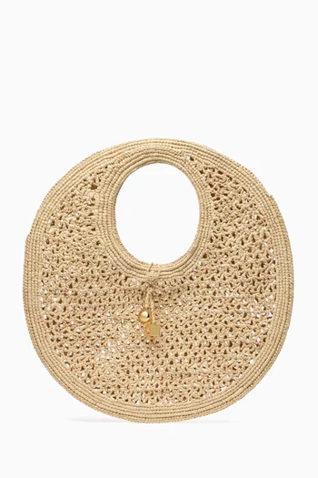 The Spiaggia Small Round Bag in Raffia