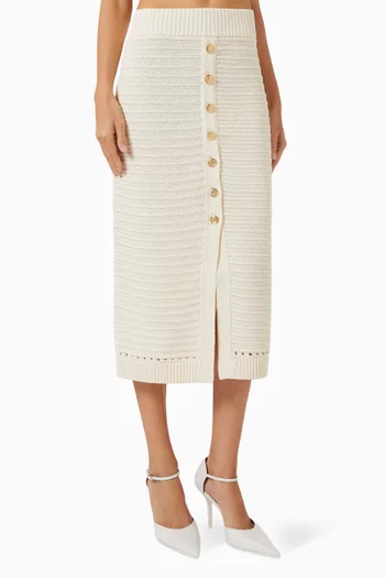 Tani Button Skirt in Mercerised-cotton