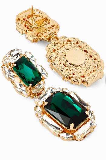 Crystal Drop Earrings in Gold-plated Brass