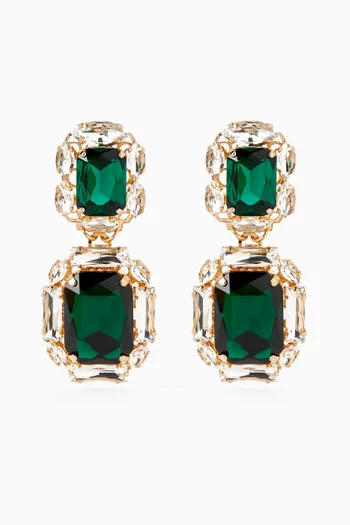 Crystal Drop Earrings in Gold-plated Brass