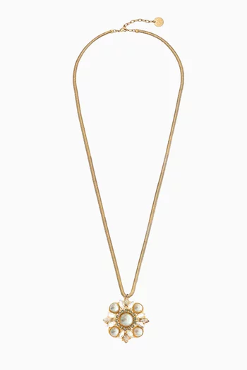 Anemos Pearl Flower Necklace in Gold-plated Brass