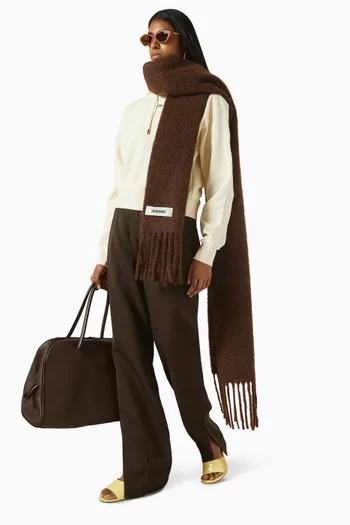 L'écharpe Carro Fringe Scarf in Mohair-alpaca