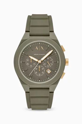 Rafael Quartz Chronograph Silicone Watch, 44mm