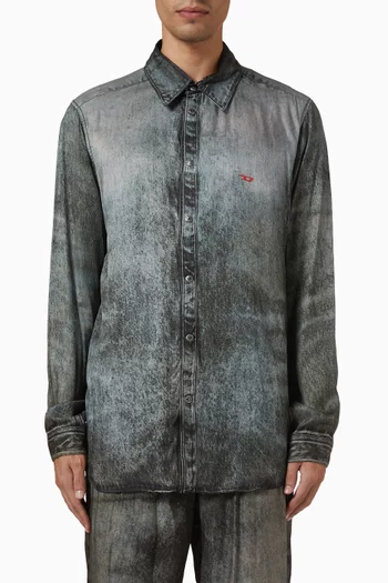 Shirt in Denim-Look Viscose