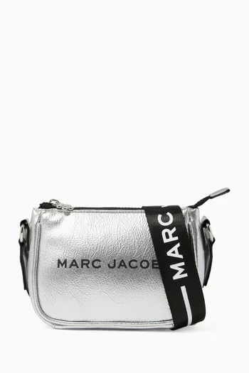 Logo-print Shoulder Bag in Metallic Faux Leather