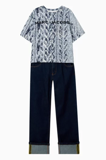 تي شيرت قطن بطبعة شعار الماركة