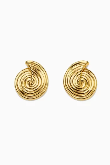 Spiral Small Stud Earrings in 18kt Gold-plated Brass