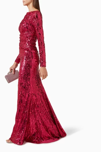 Sequin Mermaid Gown in Stretch Tulle