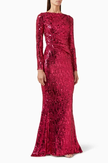 Sequin Mermaid Gown in Stretch Tulle