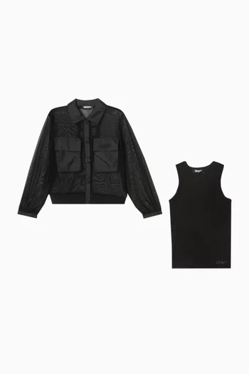Embroidered Logo Shirt in Mesh