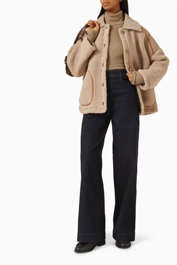 جاكيت ايسي روكي نسيج بملمس يشبه جلد ماعز صناعي