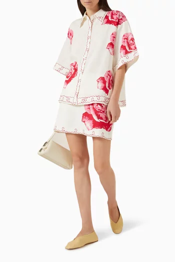 Ula Printed Mini Skirt in Linen