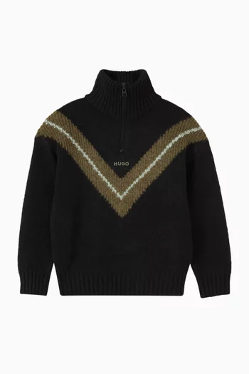 High Neck Zipped Sweater
