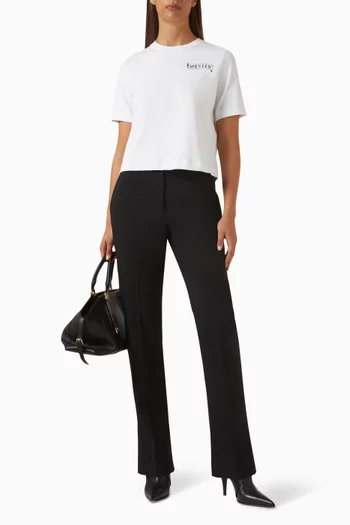 تي شيرت قصير بطبعة بشعار الماركة قطن وجيرسيه