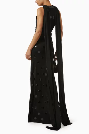 Polka-dot Scarf Gown in Viscose Jersey