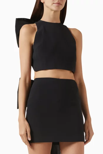 Oversized Bow Crop Top in Cady