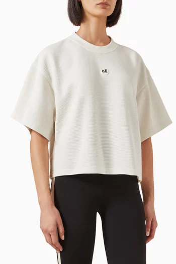 Printemps Crop T-shirt in Waffle Cotton-blend