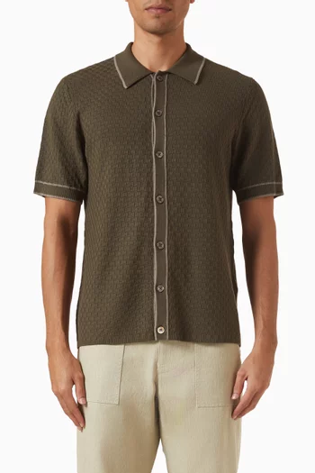 قميص بنقشة مربعات قماش منسوج قطن