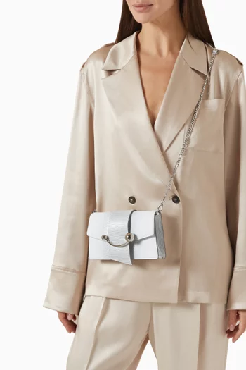 Crescent Chain Bag in Lizard-embossed Leather