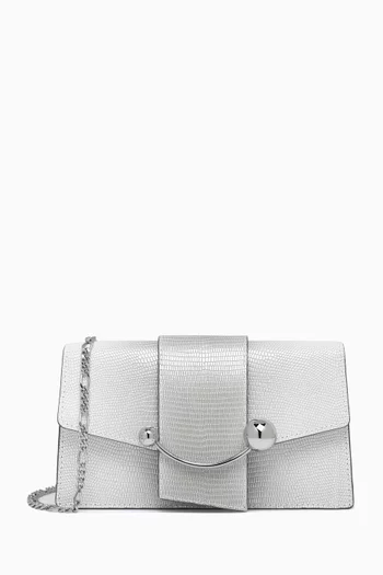Crescent Chain Bag in Lizard-embossed Leather