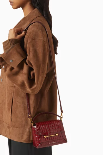 حقيبة نانو موزاييك بيد علوية جلد بنقشة جلد التمساح