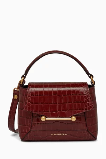 حقيبة نانو موزاييك بيد علوية جلد بنقشة جلد التمساح