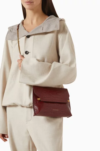 Stylist Crossbody Bag in Croc-embossed Leather