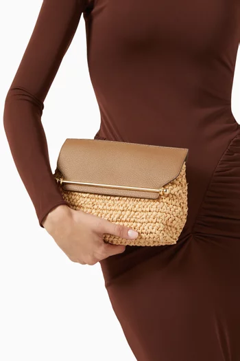 Stylist Crossbody Bag in Raffia & Calf Leather