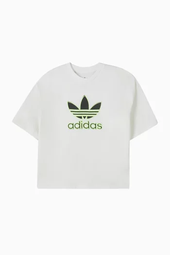 تي شيرت بطبعة شعار الماركة واسع