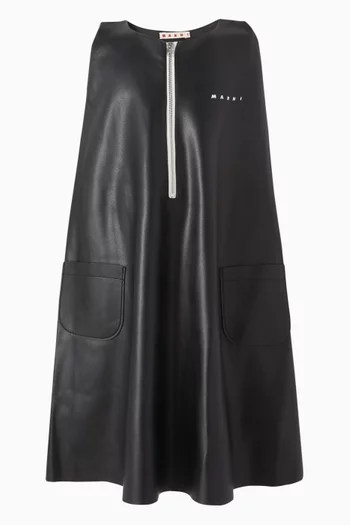 Mini Flared Dress in Coated Fabric