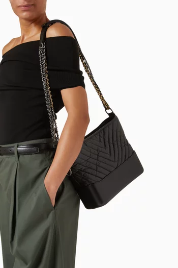 Gabrielle Chevron Hobo Medium Bag in Leather