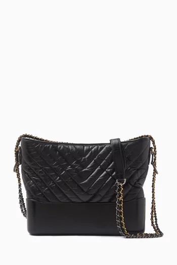 Gabrielle Chevron Hobo Medium Bag in Leather
