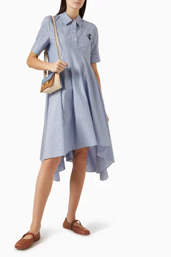 فستان بولو بنقشة مخططة قطن