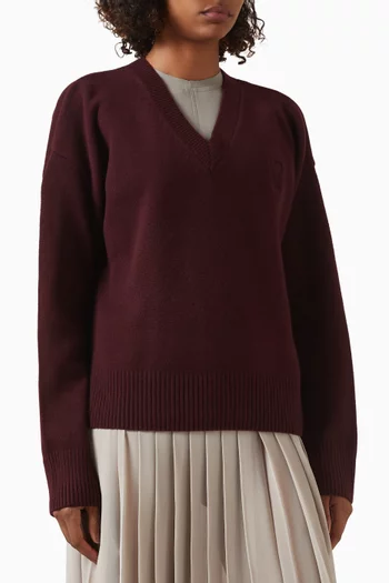 Ami De Coeur V Neck Sweater in Wool & Cashmere