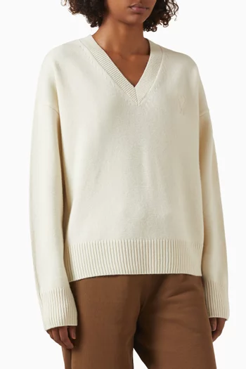 Ami De Coeur V Neck Sweater in Wool & Cashmere