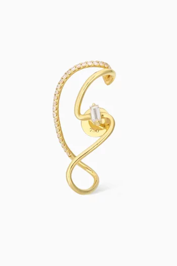 Timeless Diamond Wavy Single Earring in 18kt Gold