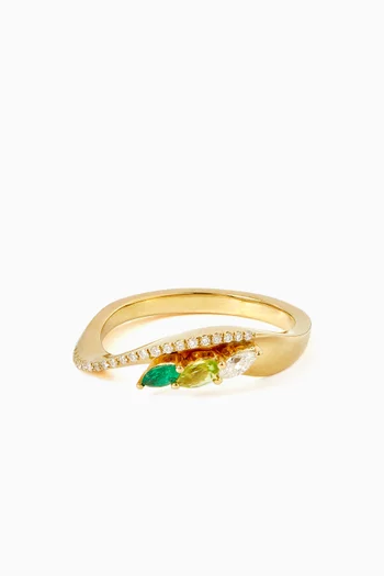 Small Summer Selva Diamond Ring in 18kt Yellow Gold