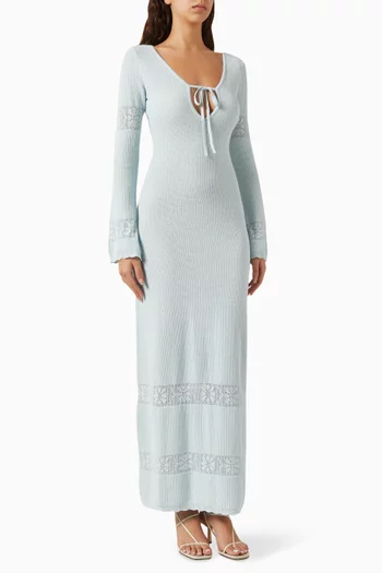 فستان ريتا طويل قطن وكروشيه