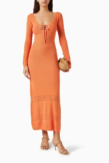 فستان ريتا طويل قطن وكروشيه