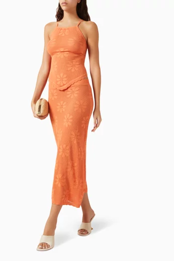 Bruna Crochet Maxi Skirt in Cotton