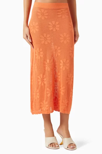 Bruna Crochet Maxi Skirt in Cotton