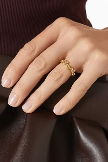 Beehive Diamond Stackable Ring in 18kt Yellow Gold