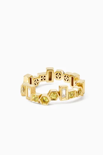 Beehive Diamond Stackable Ring in 18kt Yellow Gold
