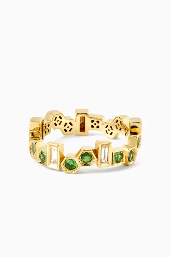 Beehive Diamond Stackable Ring in 18kt Yellow Gold
