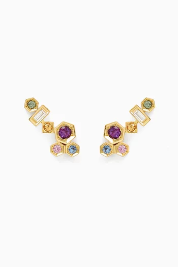 Honeycomb Crawler Earrings in 18kt Gold