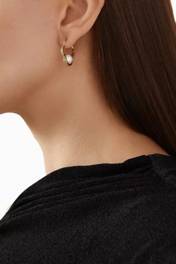 Medium Sea Ice Pearl & Diamonds Hoop Earrings in 18kt Gold