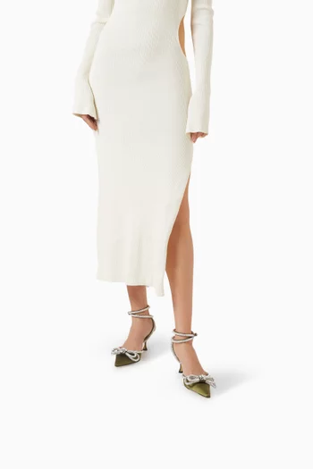 حذاء كلاسيك بعقدة مزدوجة وكعب 65 مم ستان