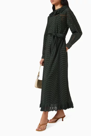 Lyla Belted Midi Dress in Cotton