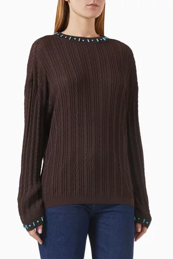 Embellished Sweater in Cable-knit