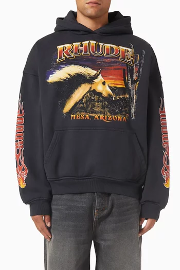 كنزة بغطاء رأس وطبعة Mesa وحصان قطن